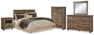 Trinell Queen Panel Headboard, Dresser, Mirror, Chest & Nightstand Brown