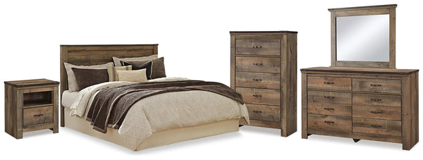 Trinell Queen Panel Headboard, Dresser, Mirror, Chest & Nightstand Brown