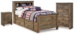 Trinell Twin Storage Bed, Chest & Nightstand Brown