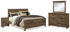 Trinell King Panel Bed, Dresser, Mirror & Nightstand Brown