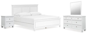 Fortman King Panel Bed, Dresser, Mirror & Nightstand White