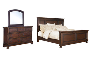 Porter California King Panel Bed, Dresser & Mirror Rustic Brown