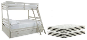 Robbinsdale Twin over Full with Storage & Mattresses Antique White