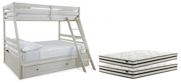 Robbinsdale Twin over Full with Storage & Mattresses Antique White