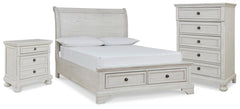 Robbinsdale Full Sleigh Storage Bed, Chest & Nightstand