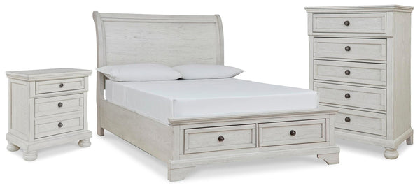 Robbinsdale Full Sleigh Storage Bed, Chest & Nightstand