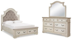 Realyn Queen Storage Bed, Dresser & Mirror Two-tone