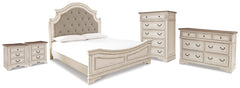 Realyn King Panel Bed, Dresser, Chest & 2 Nightstands Two-tone