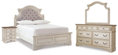 Realyn Full Panel Bed, Dresser, Mirror & Nightstand Two-tone