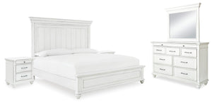 Kanwyn Queen Panel Bed, Dresser, Mirror & 2 Nightstands Whitewash
