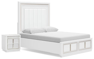 Chalanna Queen Panel Storage Bed & Nightstand White
