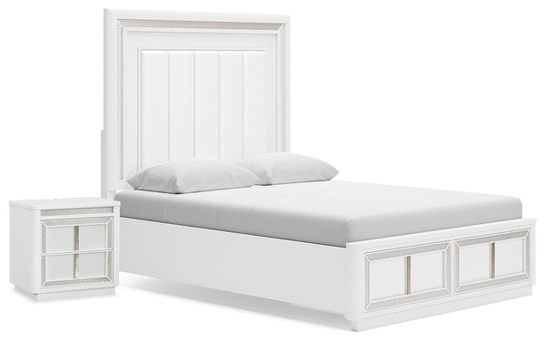 Chalanna Queen Panel Storage Bed & Nightstand White