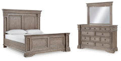 Blairhurst Queen Panel Bed, Dresser & Mirror Light Grayish Brown