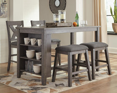 Caitbrook Counter-Height Dining Table & 4 Barstools Gray