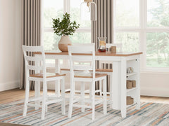 Gesthaven Counter-Height Dining Table & 4 Barstools Natural/White