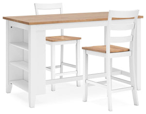 Gesthaven Counter-Height Dining Table & 2 Barstools Natural/White