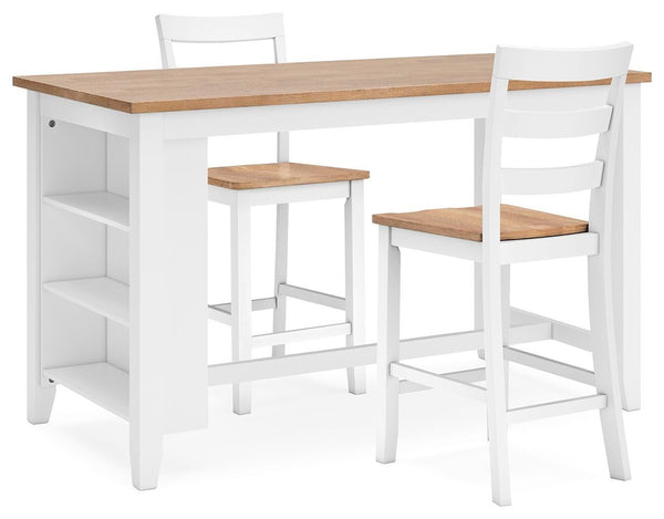 Gesthaven Counter-Height Dining Table & 2 Barstools Natural/White