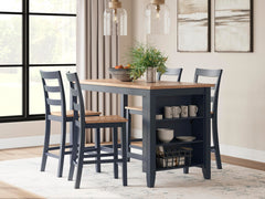 Gesthaven Counter-Height Dining Table & 4 Barstools Natural/Blue
