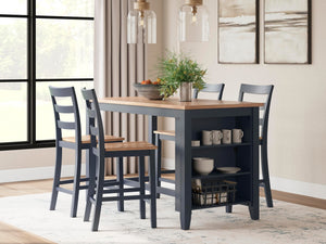 Gesthaven Counter-Height Dining Table & 4 Barstools Natural/Blue
