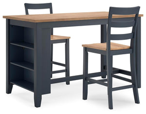 Gesthaven Counter-Height Dining Table & 2 Barstools Natural/Blue