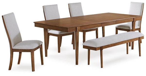 Lyncott Extension Dining Table, 4 Chairs & Bench