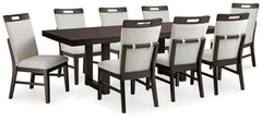 Neymorton Dining Table & 8 Chairs Dark Grayish Brown