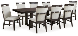 Neymorton Dining Table & 8 Chairs Dark Grayish Brown