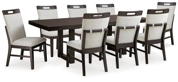 Neymorton Dining Table & 8 Chairs Dark Grayish Brown