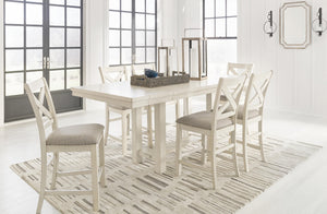 Robbinsdale Counter-Height Dining Table & 6 Barstools Antique White