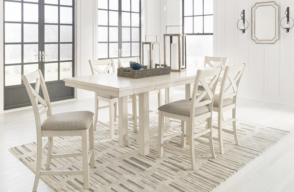 Robbinsdale Counter-Height Dining Table & 6 Barstools Antique White