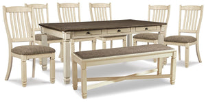 Bolanburg Dining Table, 6 Chairs, & Bench Two-tone