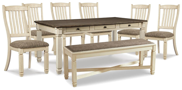 Bolanburg Dining Table, 6 Chairs, & Bench Two-tone