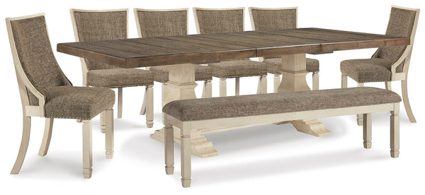 Bolanburg Dining Table, 6 Chairs & Bench Antique White