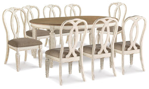 Realyn Dining Table & 8 Chairs Chipped White