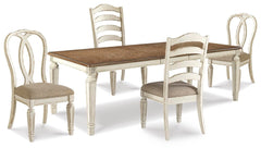 Realyn Dining Table & 4 Chairs Chipped White