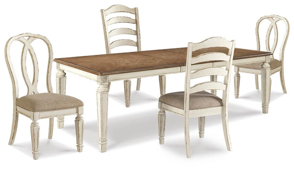 Realyn Dining Table & 4 Chairs Chipped White