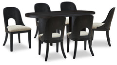 Rowanbeck Dining Table & 6 Chairs Black