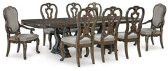 Maylee Dining Table & 8 Chairs Dark Brown