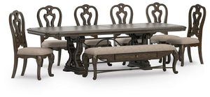 Maylee Dining Table, 6 Chairs & Bench