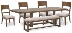 Cabalynn Dining Table, 4 Chairs & Bench Light Brown