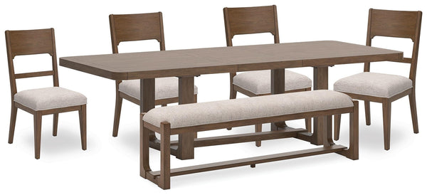 Cabalynn Dining Table, 4 Chairs & Bench Light Brown