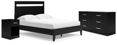 Finch Queen Panel Platform Bed with Dresser & Nightstand Black