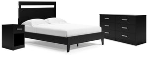 Finch Queen Panel Platform Bed with Dresser & Nightstand Black