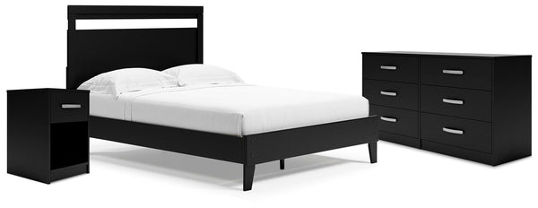 Finch Queen Panel Platform Bed with Dresser & Nightstand Black