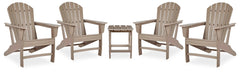 Sundown Treasure 4 Adirondack Chairs & Outdoor End Table Driftwood