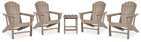 Sundown Treasure 4 Adirondack Chairs & Outdoor End Table Driftwood
