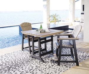 Fairen Trail Outdoor Counter-Height Dining Table with 2 Barstools Black/Driftwood