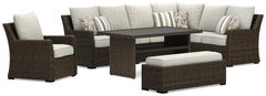 Brook Ranch Outdoor Sofa Sectional, Bench, Lounge Chair & Table