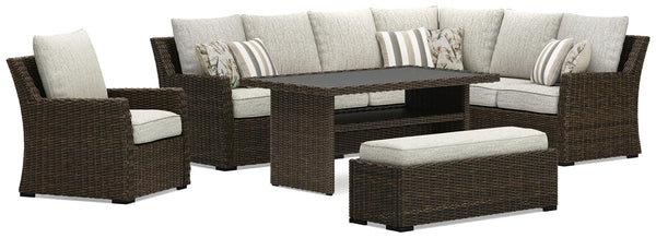Brook Ranch Outdoor Sofa Sectional, Bench, Lounge Chair & Table