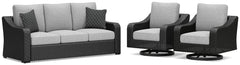 Beachcroft Outdoor Sofa & 2 Lounge Chairs Black/Light Gray